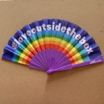 Rainbow plastic fan with promotional logo